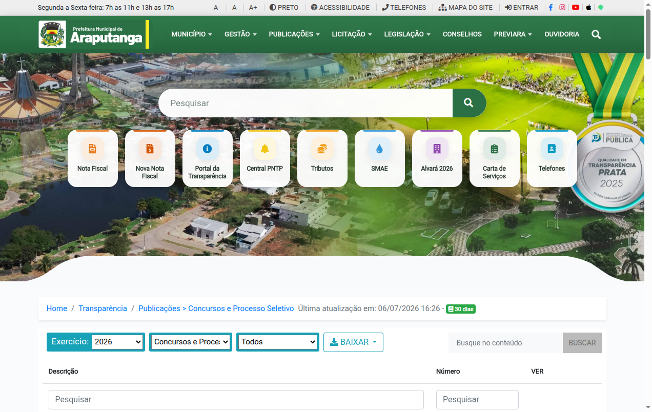Screenshot de Concursos e Processo Seletivo