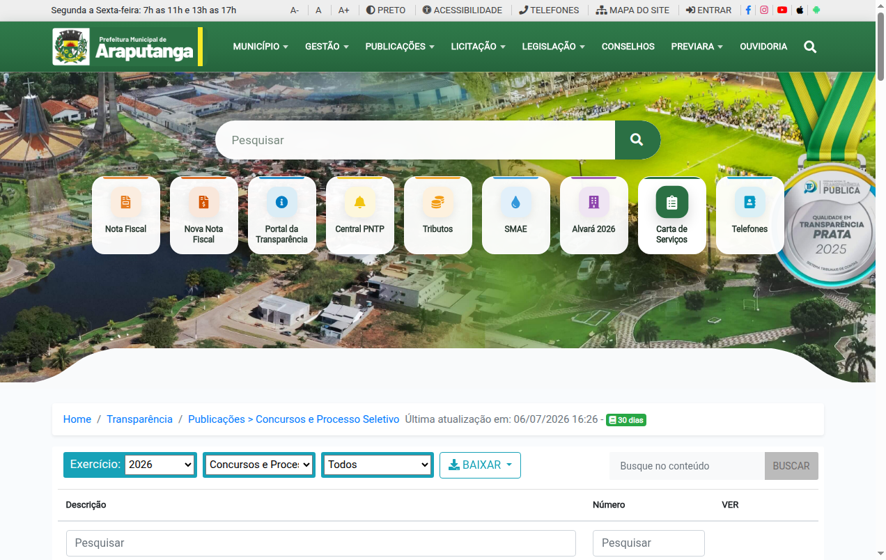 Screenshot de Disponibilidade
