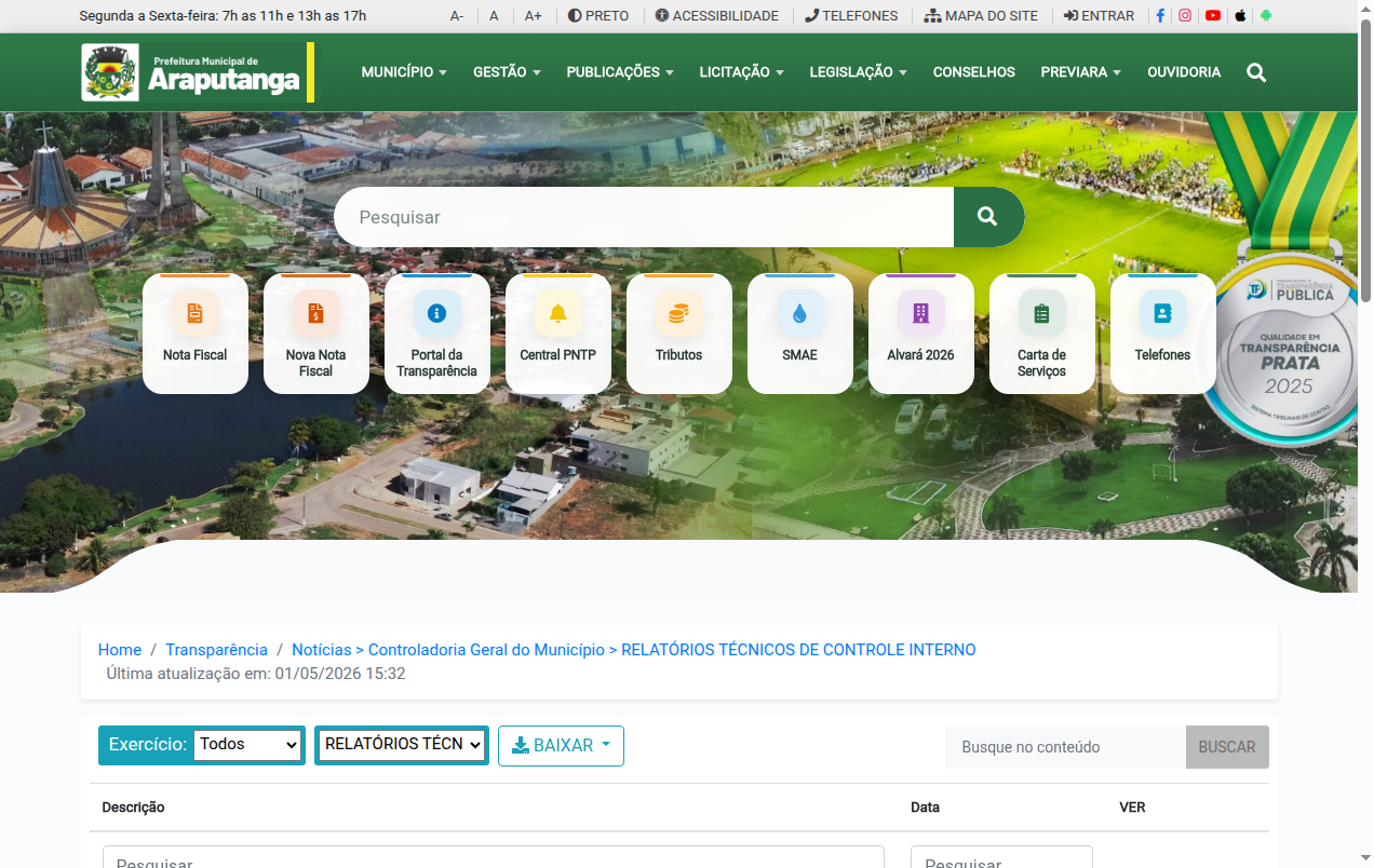 Screenshot de Disponibilidade