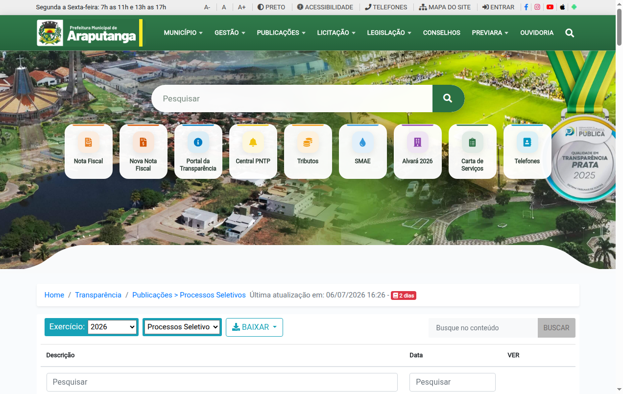 Screenshot de Disponibilidade