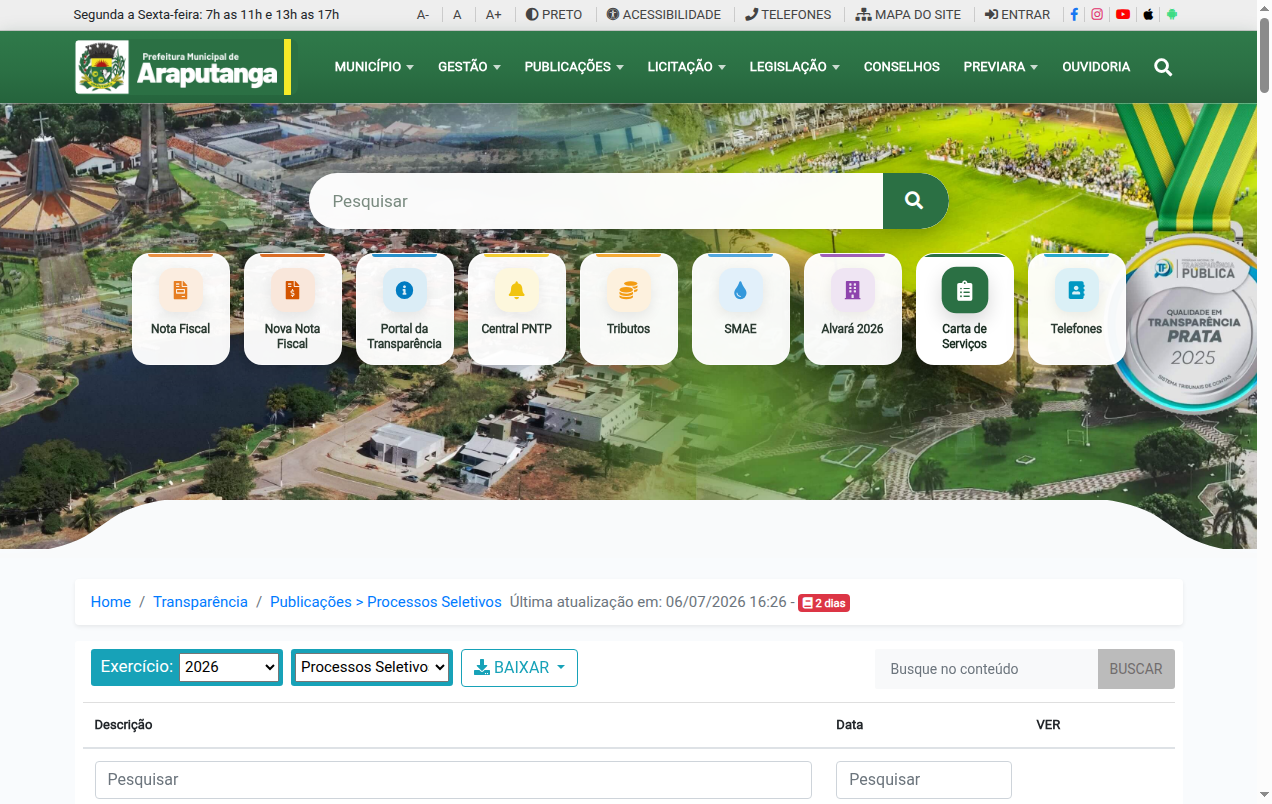 Screenshot de Disponibilidade