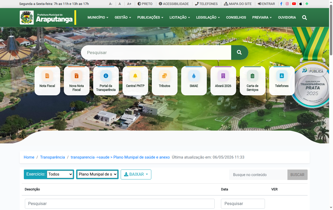 Screenshot de Disponibilidade
