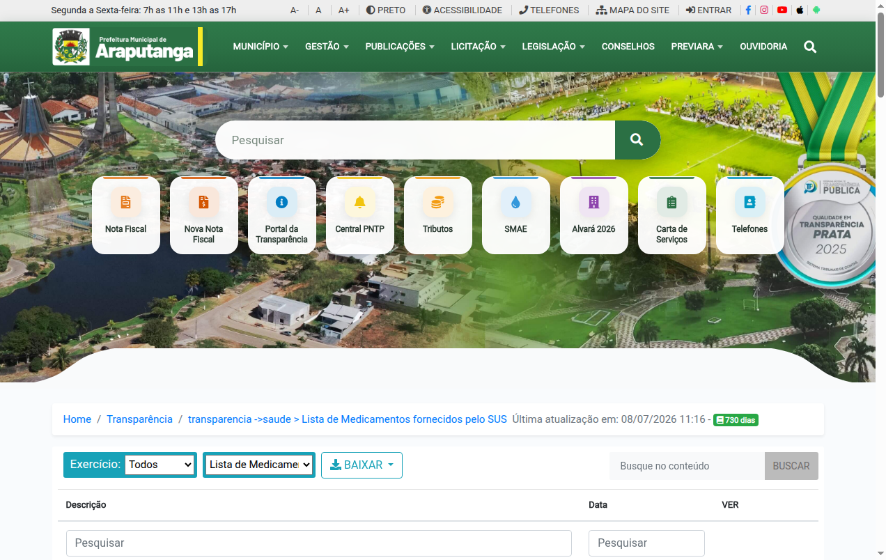 Screenshot de Disponibilidade