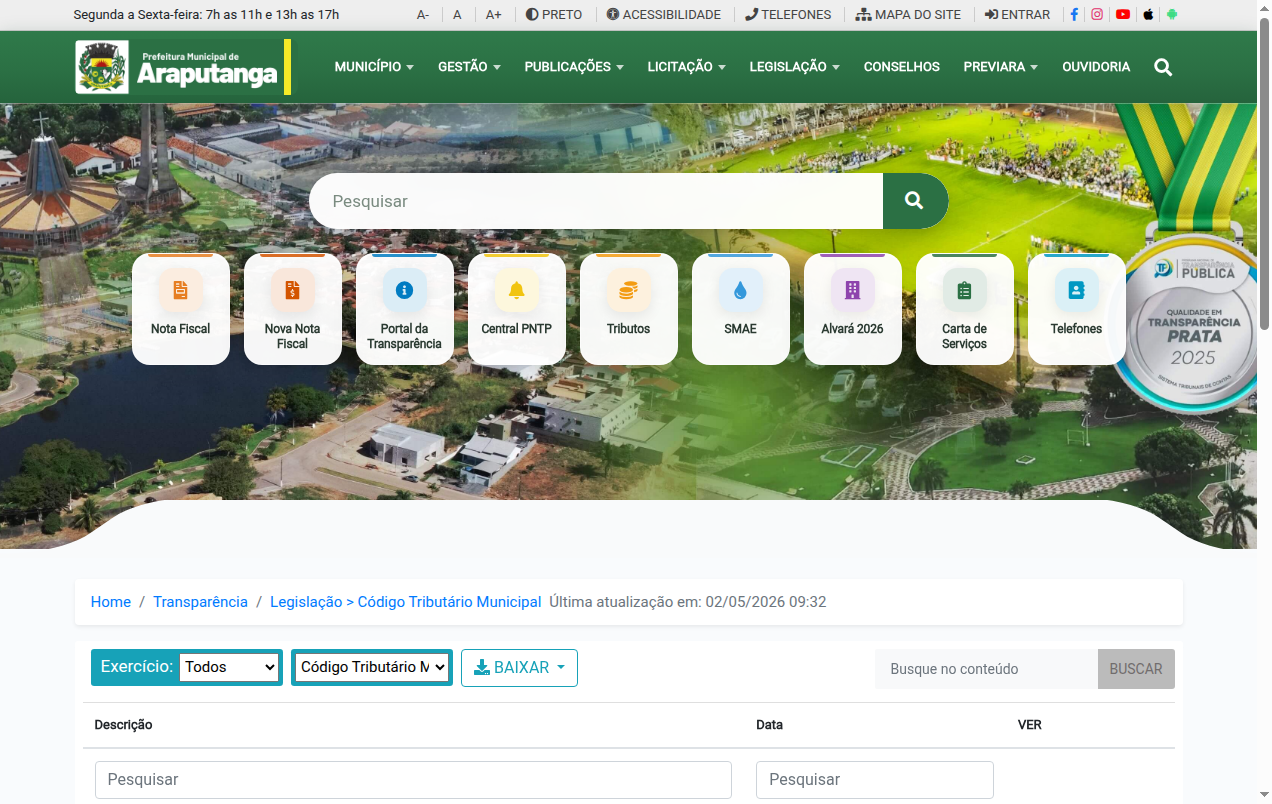 Screenshot de Código Tributario