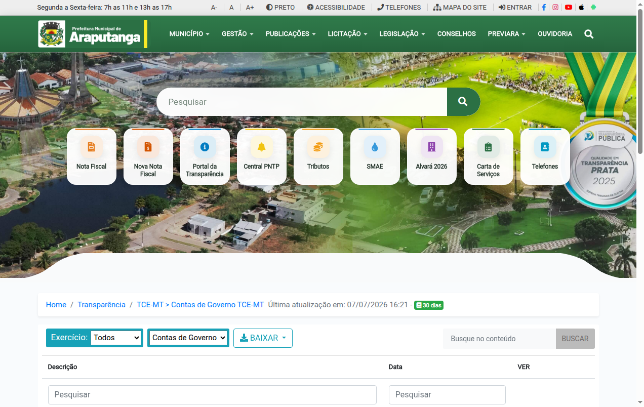 Screenshot de Disponibilidade