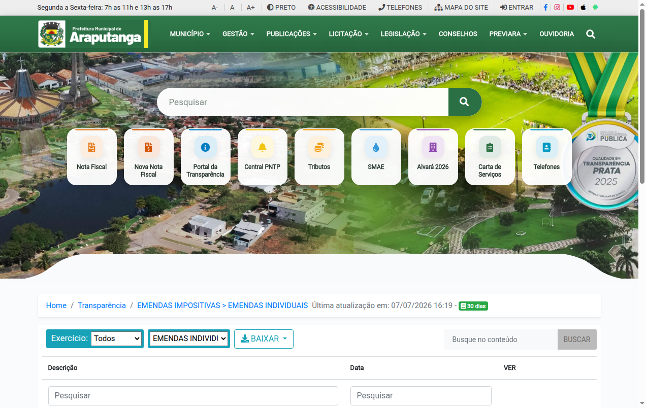 Screenshot de Disponibilidade