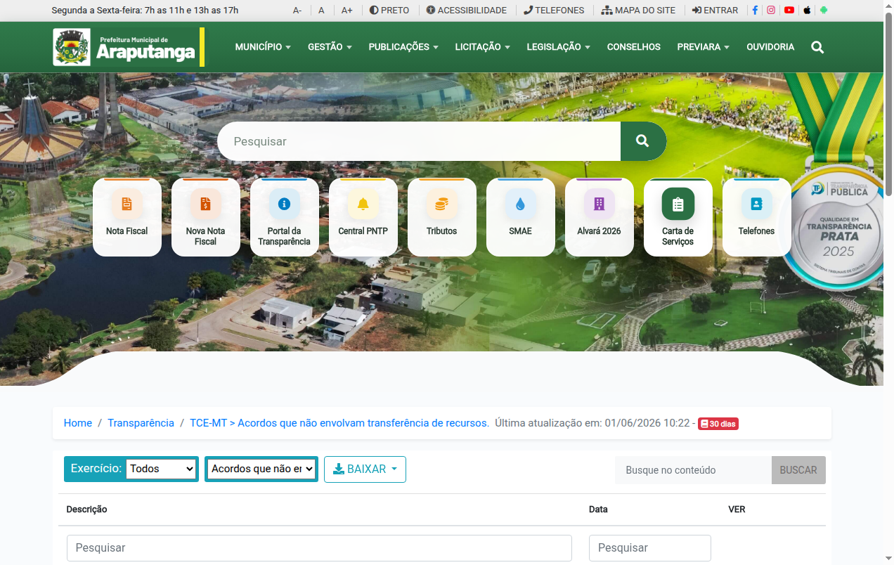 Screenshot de Disponibilidade