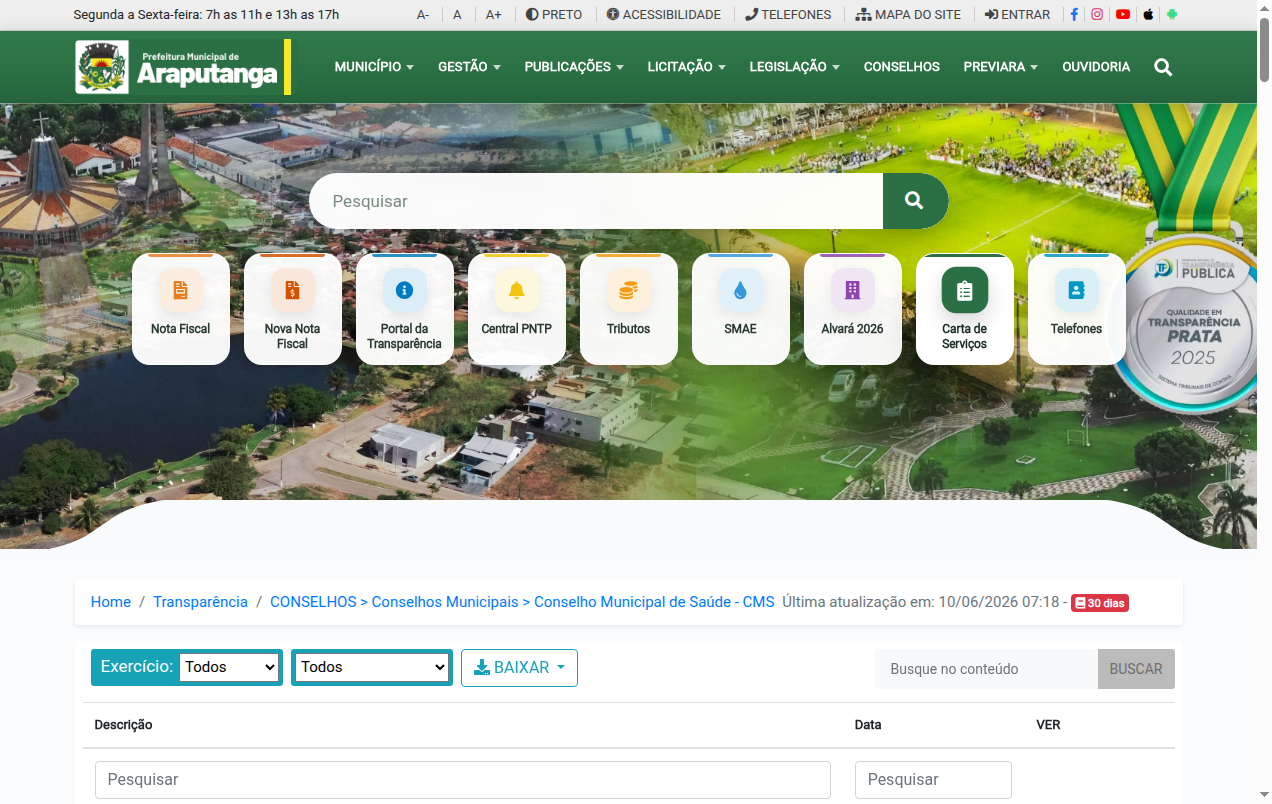 Screenshot de Conselho Municipal de Saúde - CMS
