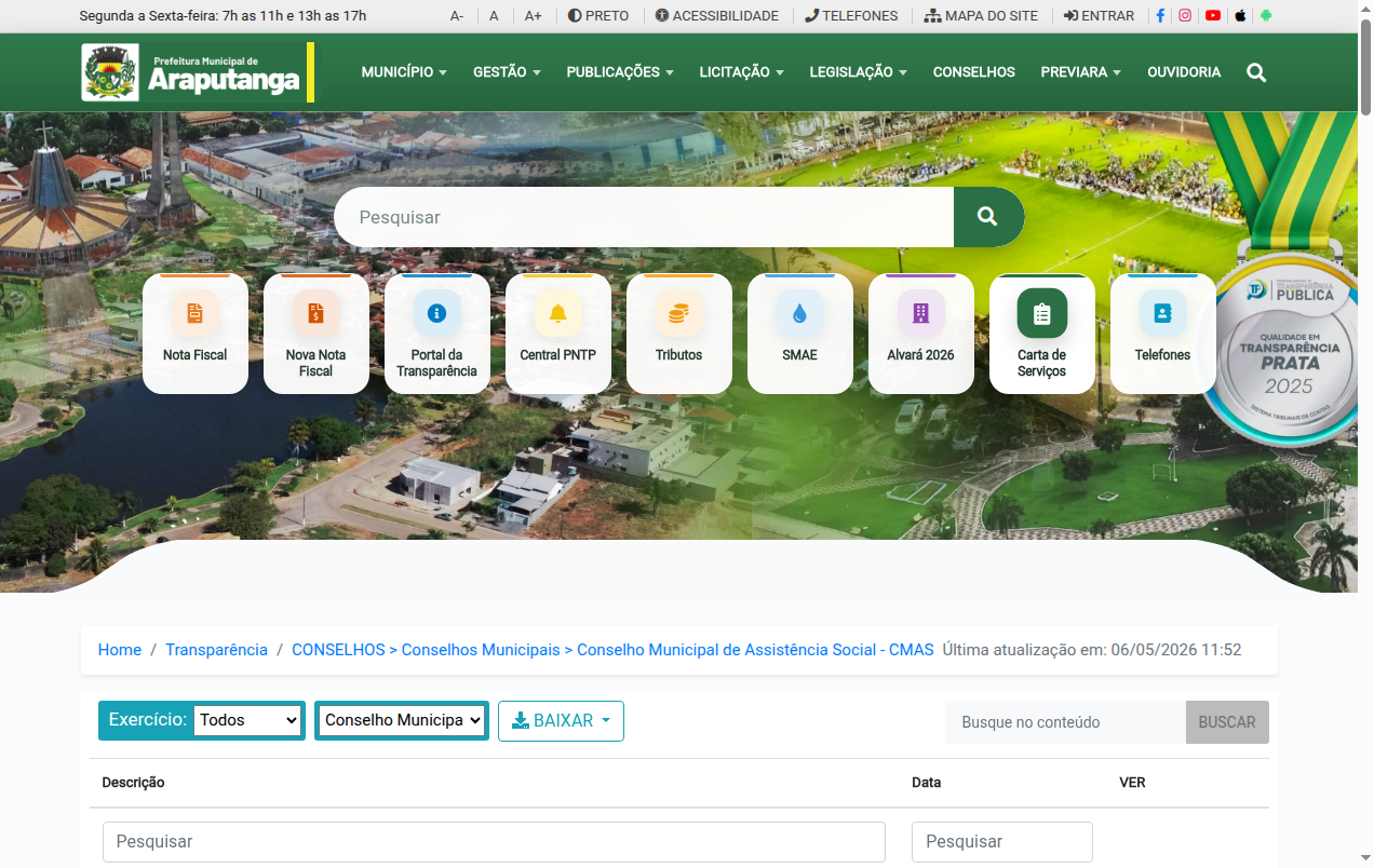 Screenshot de Conselho Municipal de Assistência Social - CMAS