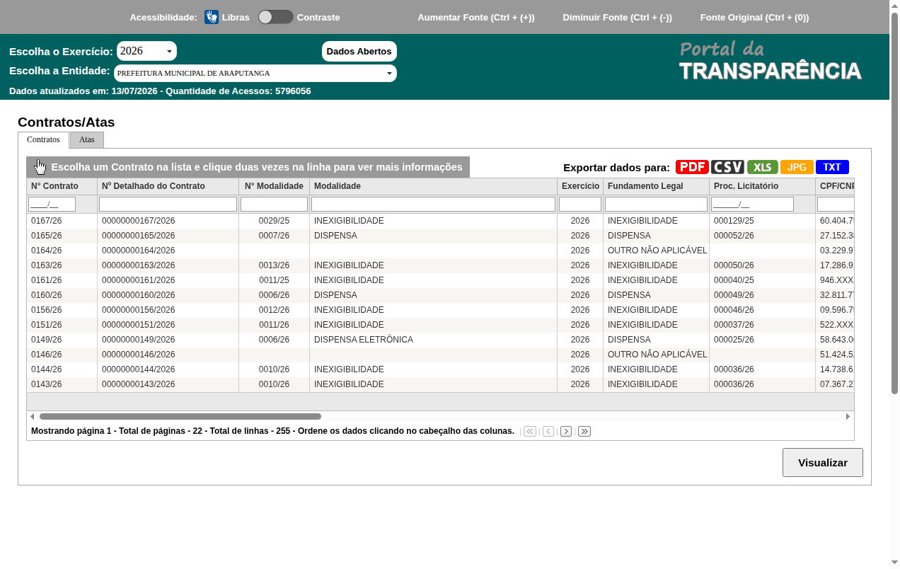 Screenshot de Disponibilidade