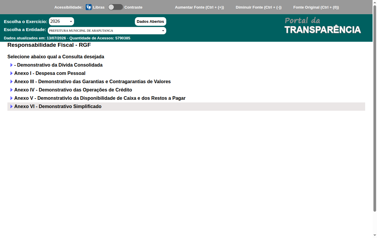 Screenshot de Disponibilidade