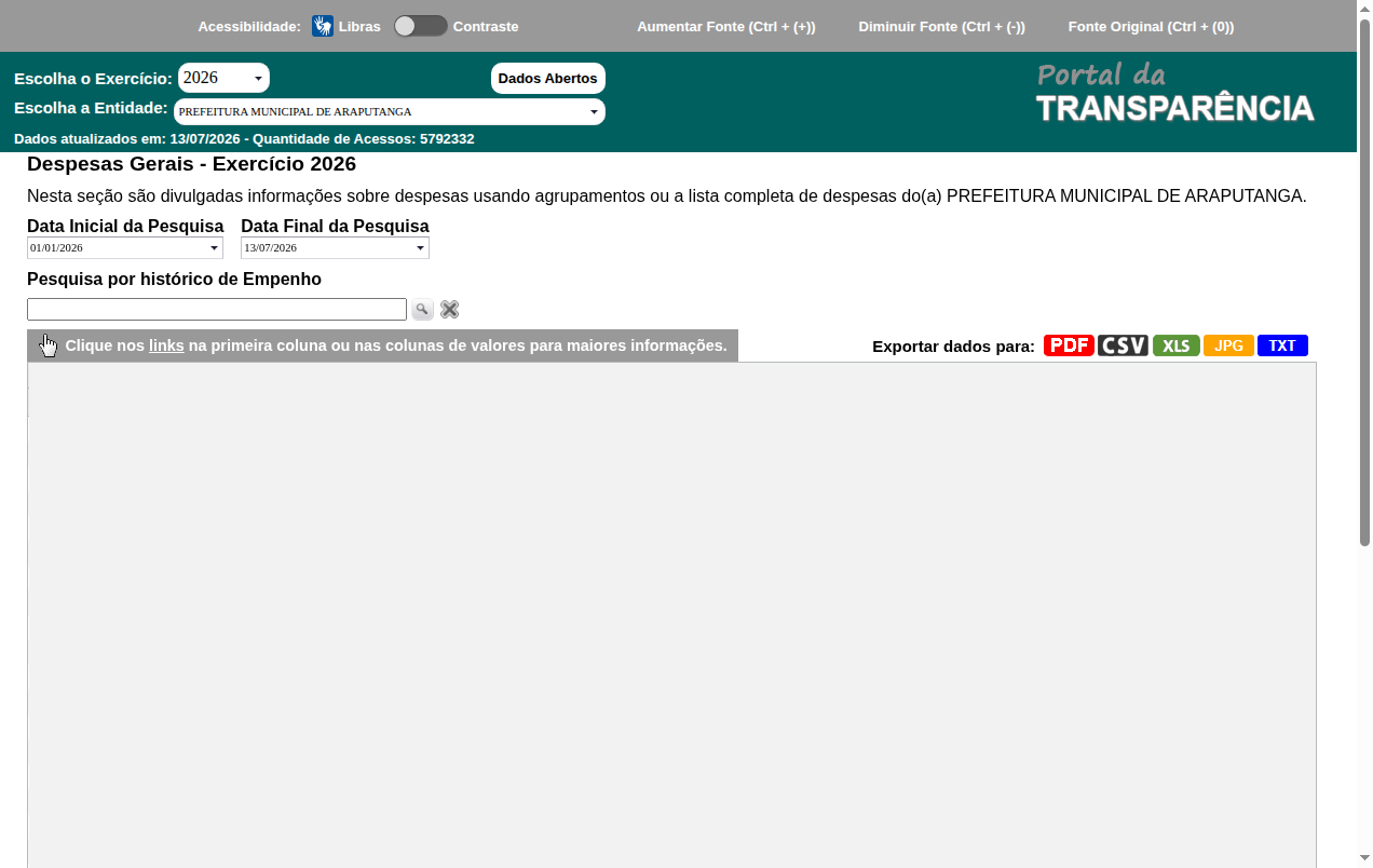 Screenshot de Disponibilidade