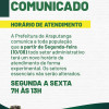 Araputanga: Prefeitura atende em novo horário, das 7h às 13h