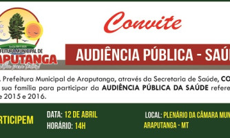 Saúde de Araputanga será discutida em Audiência Pública quarta-feira