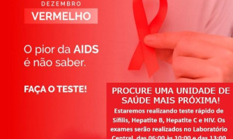 DEZEMBRO VERMELHO!  UM ALERTA PARA CAMPANHA DE PREVENÇÃO CONTRA AIDS, PREVINE-SE, FAÇA O TESTE.