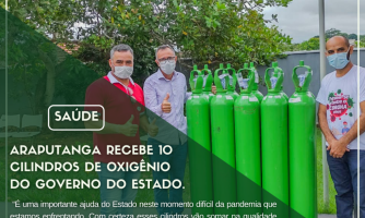 Araputanga recebe 10 Cilindros de oxigênio do Governo do Estado.