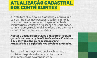 ATUALIZAÇÃO CADASTRAL DO CONSTRIBUINTE