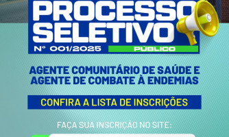 Inscrições prorrogadas até 25/11 para ACS e ACE — Processo Seletivo Prefeitura de Araputanga