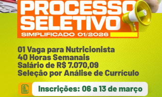 PROCESSO SELETIVO SIMPLIFICADO 01/2026 - NUTRICIONISTA