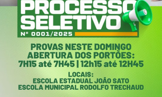 Provas do Processo Seletivo nº 0001/2025 — Domingo: Horários e Locais