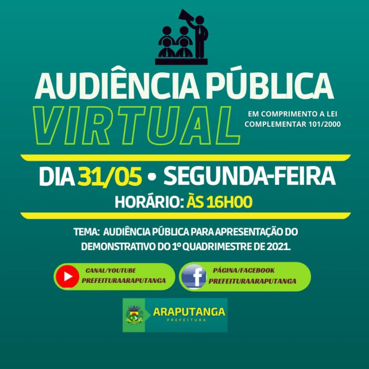 Audiência Pública para apresentação do Demonstrativo do 1° Quadrimestre de 2021