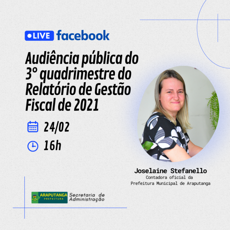 Audiência publica do 3° quadrimestre do relatório de gestão fiscal de 2021.
