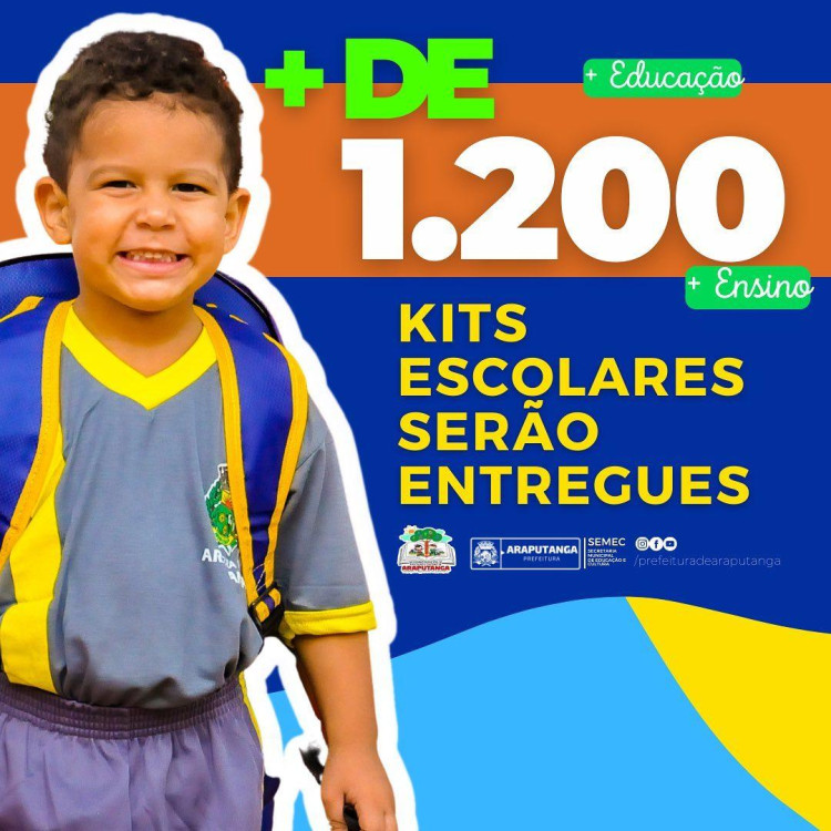 Prefeitura vai entregar mais de 1.200 kits escolares para alunos da rede municipal.