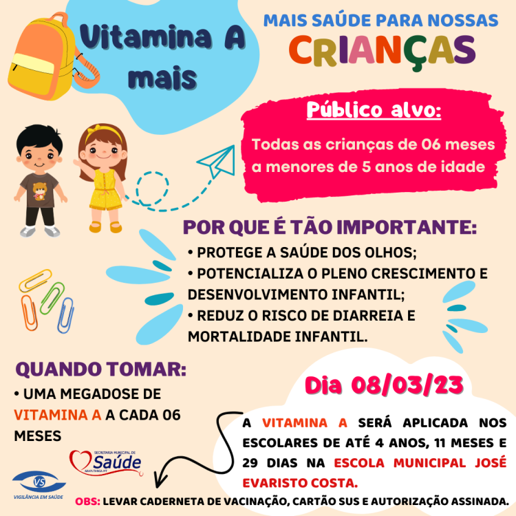 Vitamina A: Escola Municipal José Evaristo Costa