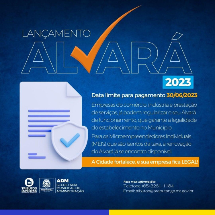 LANÇAMENTO DA TAXA DE FISCALIZAÇÃO DE LOCALIZAÇÃO, INSTALAÇÃO E FUNCIONAMENTO 2023.