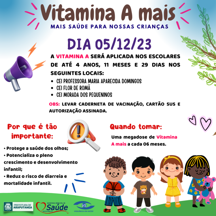 Atenção: Vitamina A mais para crianças dos CEI's