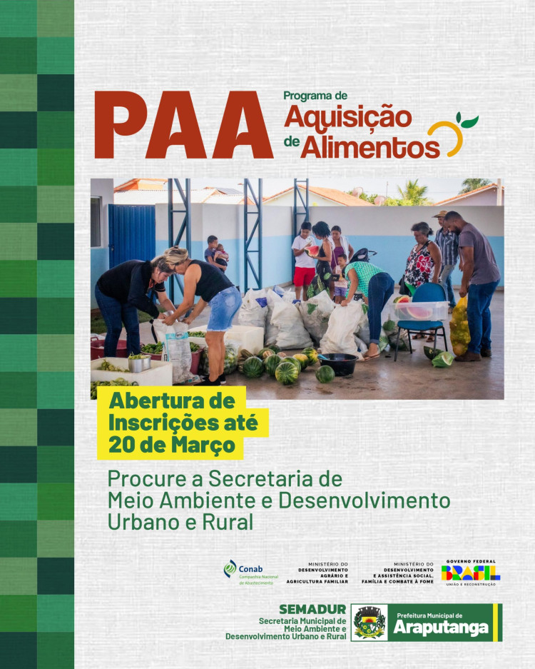 PROGRAMA DE AQUISIÇÃO DE ALIMENTOS - PAA