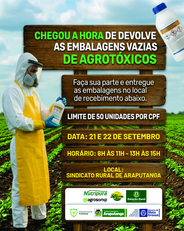 DEVOLUÇÃO DE EMBALAGENS DE AGROTÓXICOS
