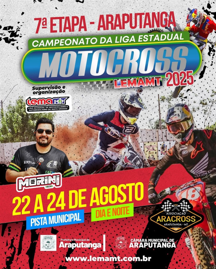 7ª Etapa do Campeonato LEMAMT de Motocross agita Araputanga em agosto