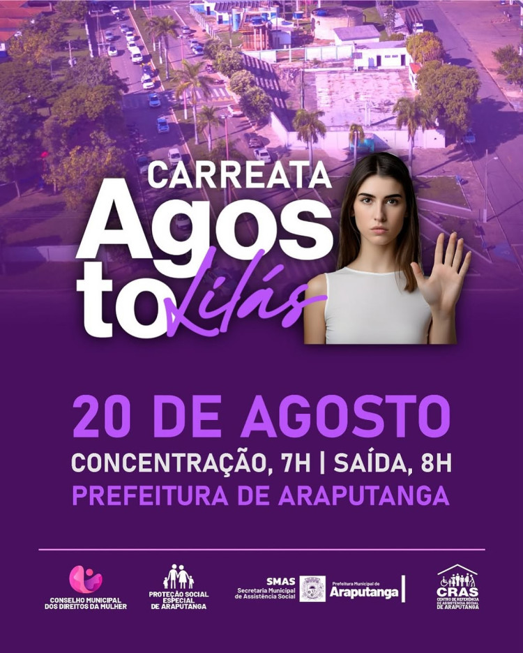 Carreata do Agosto Lilás: Araputanga Unida Contra a Violência à Mulher