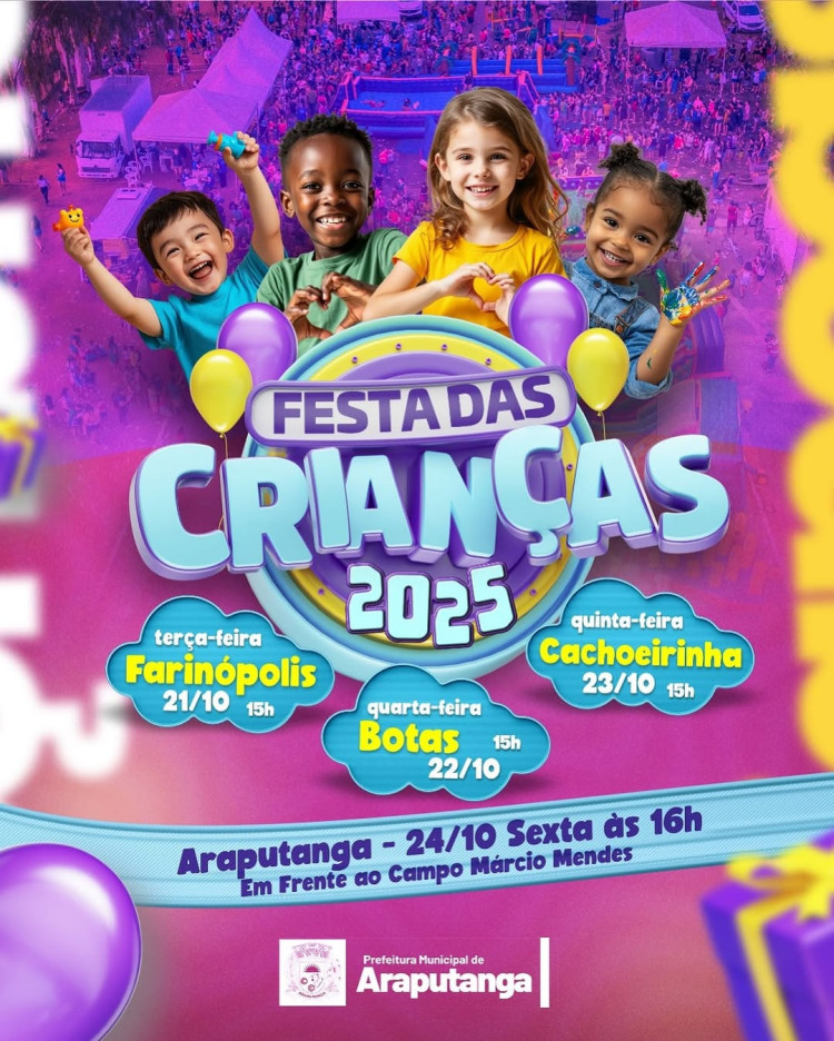 Festa das Crianças 2025 em Araputanga: programação e diversão nas comunidades