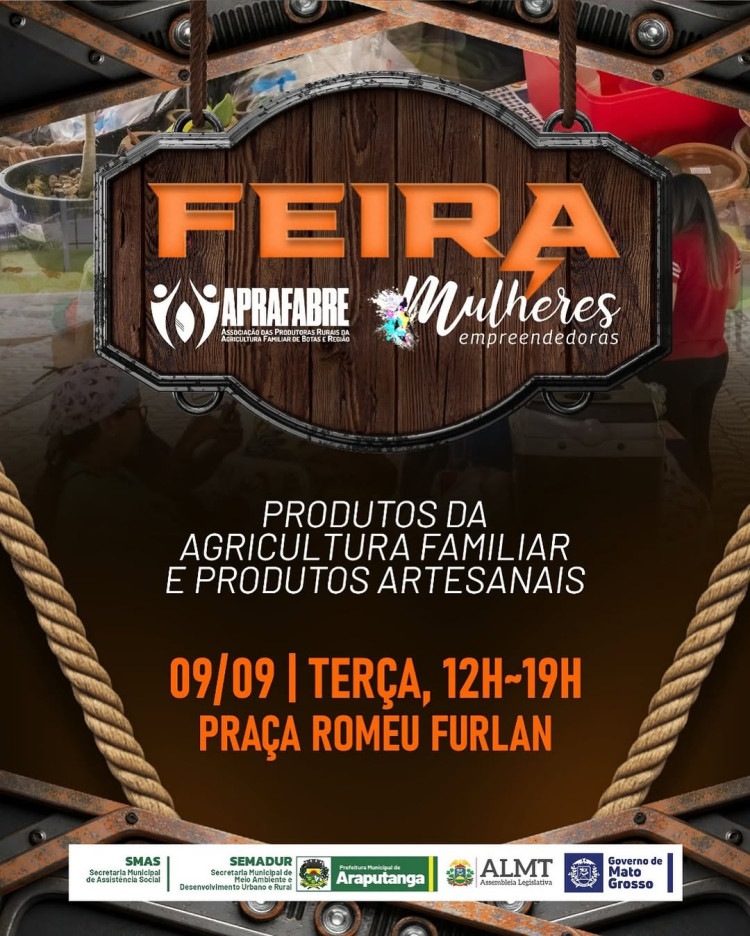 Grande Feira da Aprafabre e Mulheres Empreendedoras movimenta Araputanga na próxima terça-feira