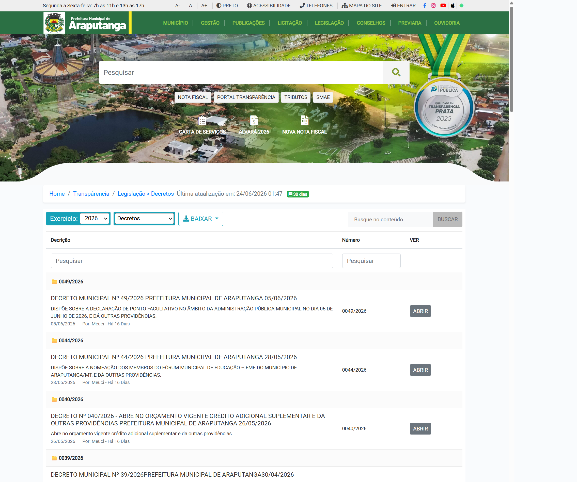 Screenshot de Decretos