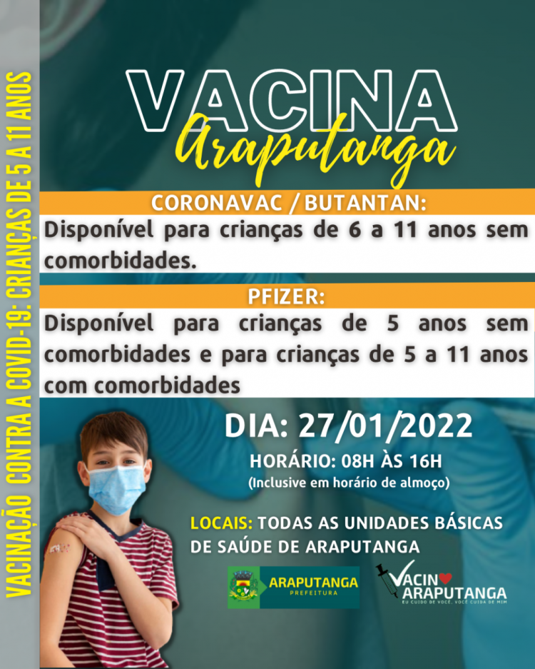 Evento de Vacinação contra a Covid-19 para crianças de 5 a 11 anos