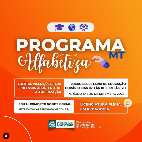 Programa Alfabetiza Mt Prefeitura Municipal De Araputanga