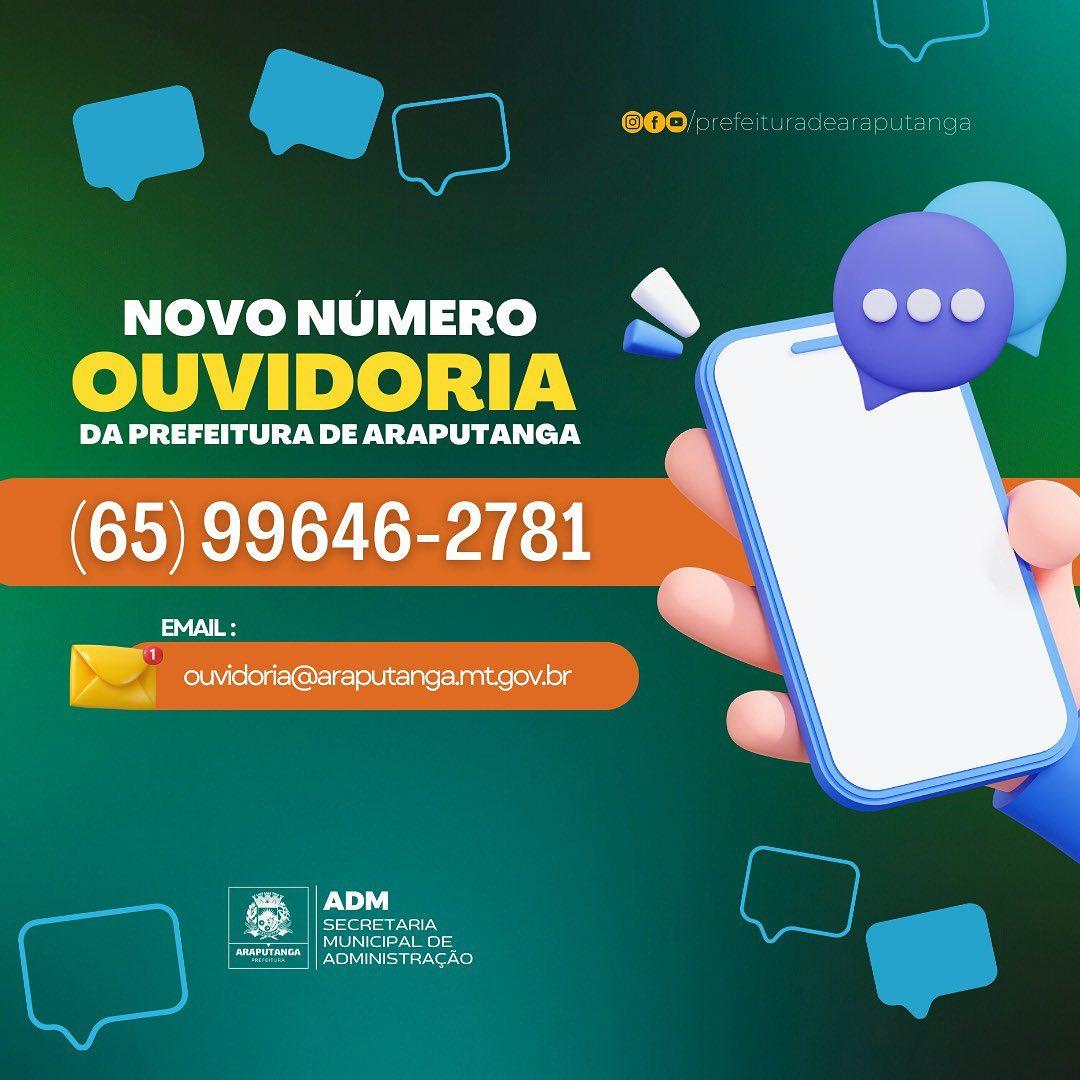 Novo Numero da Ouvidoria - Prefeitura Municipal de Araputanga